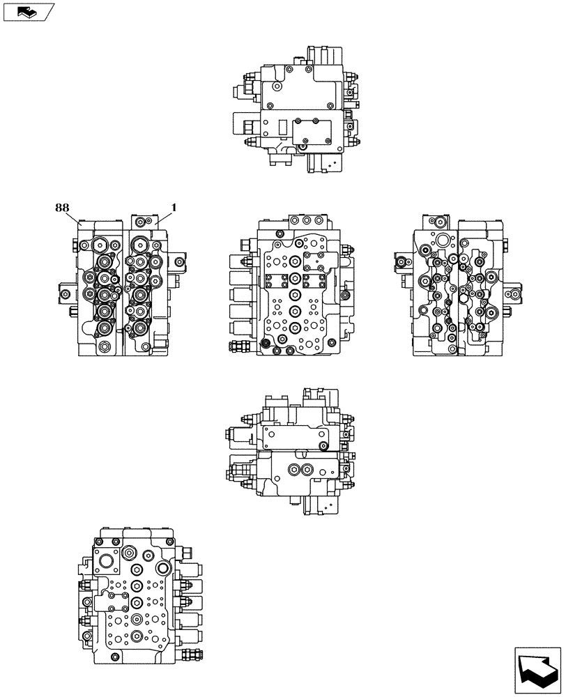 Схема запчастей Case CX130C - (35.359.AB[03]) - CONTROL VALVE - COMPONENTS (35) - HYDRAULIC SYSTEMS