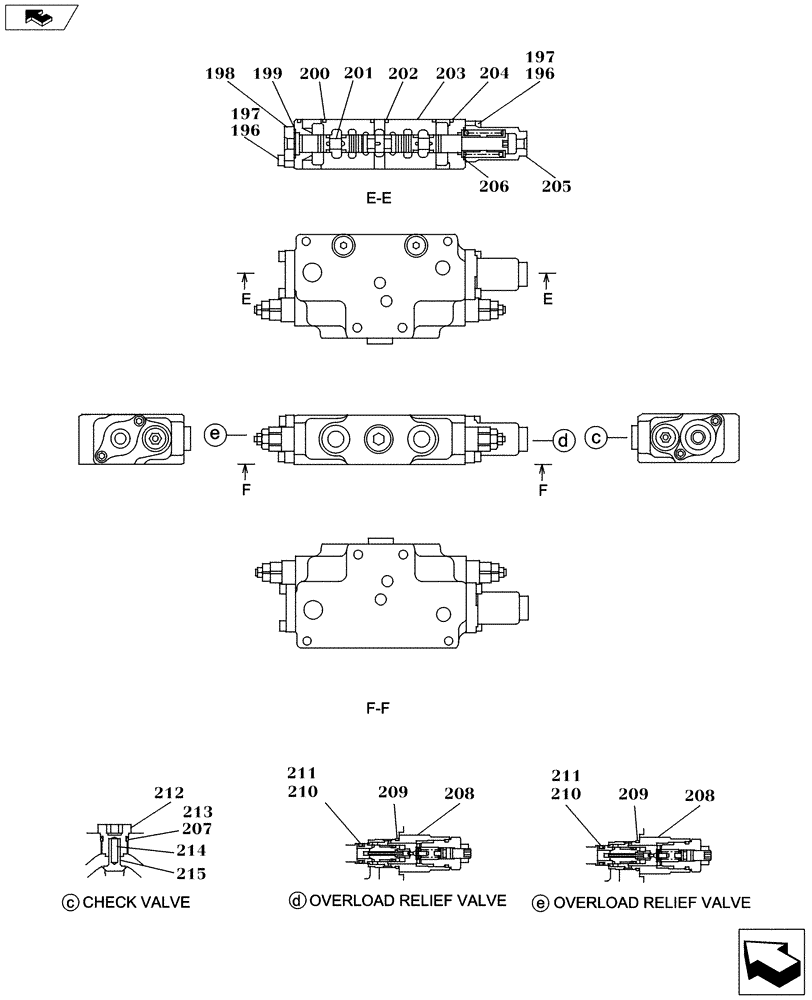 Схема запчастей Case CX130C - (35.359.AB[21]) - DIRECTIONAL CONTROL VALVE - COMPONENTS (35) - HYDRAULIC SYSTEMS