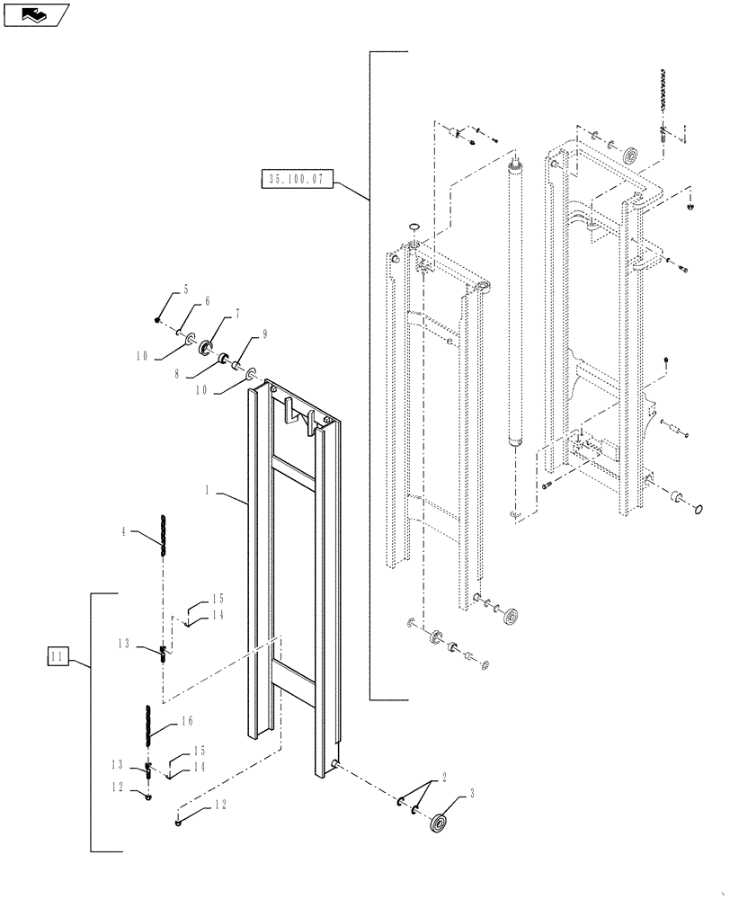 Схема запчастей Case 588H - (35.100.07[03]) - MAST, 8000 LB 22 FEET (35) - HYDRAULIC SYSTEMS