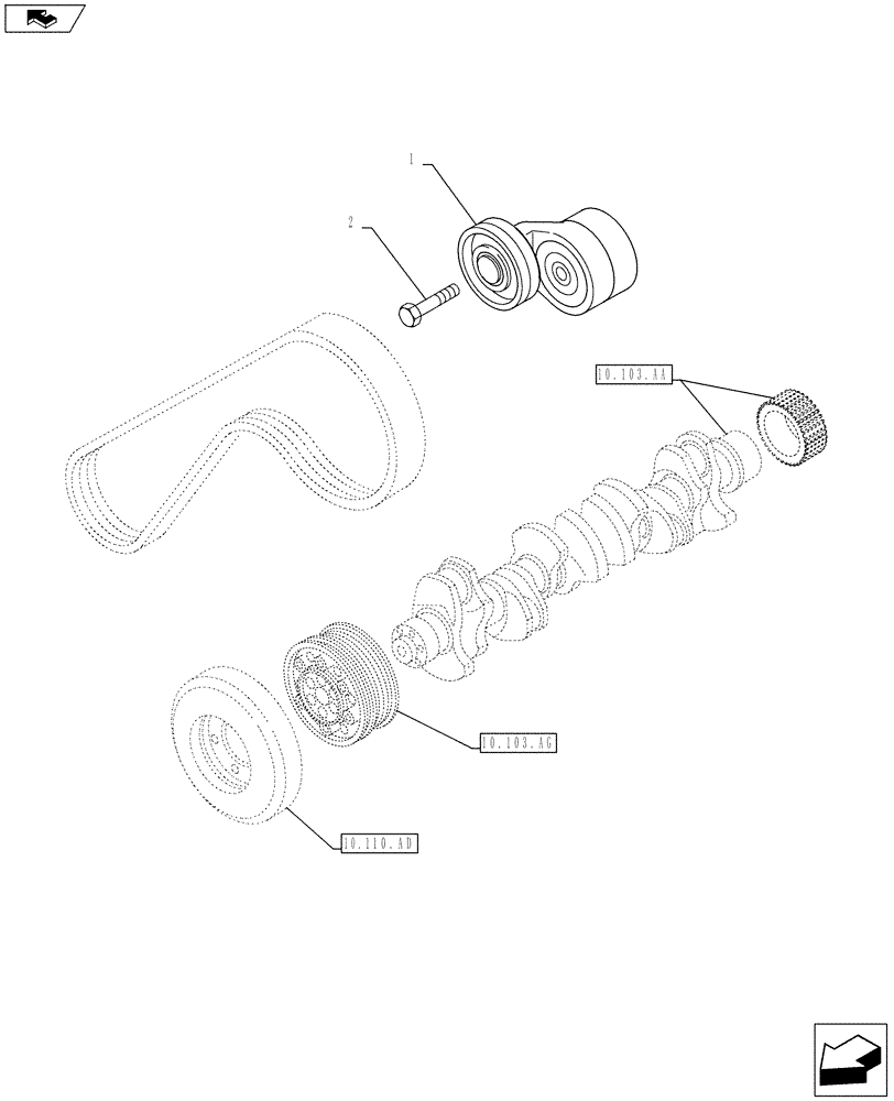 Схема запчастей Case F3BE0684J E919 - (10.414.AE) - TENSIONER - COMPRESSOR - AIR CONDITIONING (10) - ENGINE