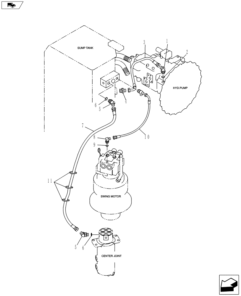 Схема запчастей Case CX130C - (35.310.AG) - DRAIN LINE (35) - HYDRAULIC SYSTEMS