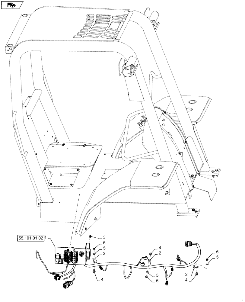 Схема запчастей Case 588H - (55.100.04) - CAB HARNESS INSTALLATION (55) - ELECTRICAL SYSTEMS