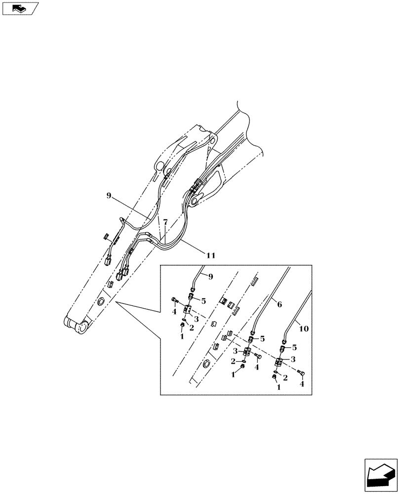 Схема запчастей Case CX145C SR - (35.737.AE[05]) - SECOND OPTION LINE (SHORT ARM) (35) - HYDRAULIC SYSTEMS