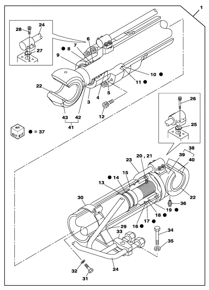 Схема запчастей Case CX130C - (35.736.AA[01]) - BOOM CYLINDER - RH (35) - HYDRAULIC SYSTEMS