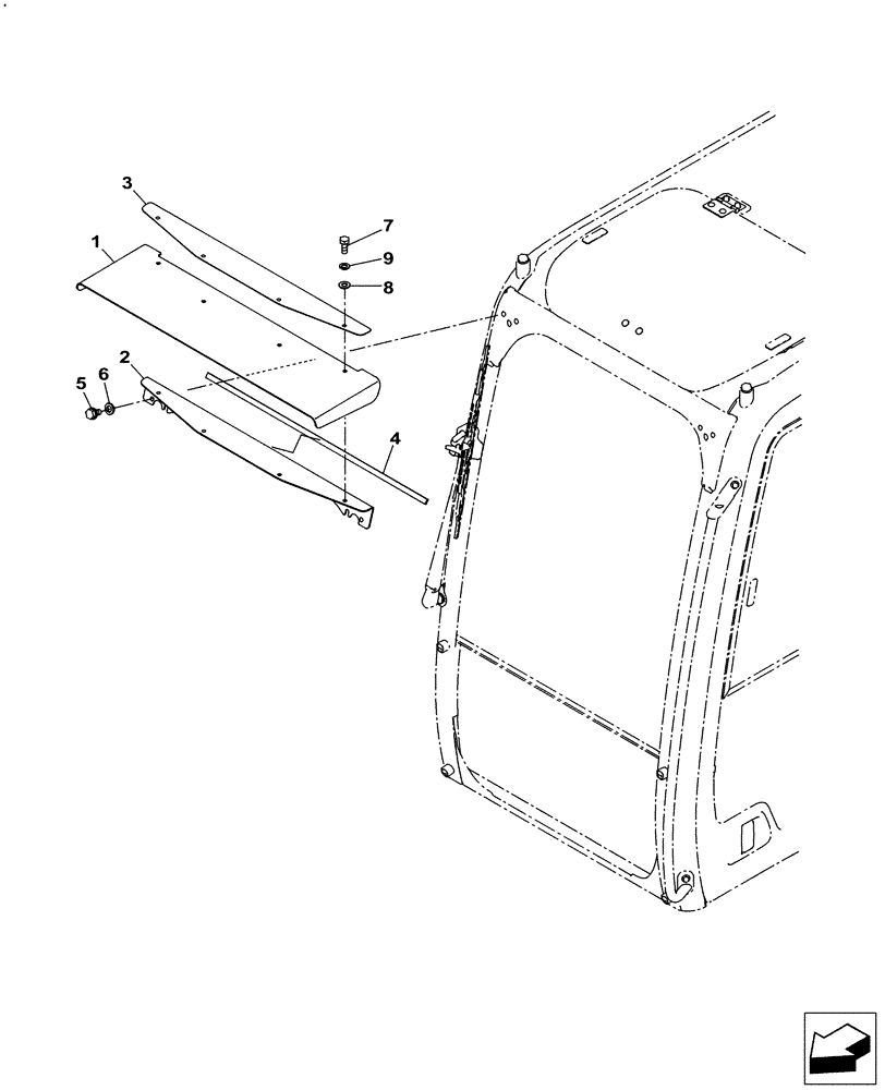 Схема запчастей Case CX130C - (90.151.AE[01]) - RAIN REFLECTOR (90) - PLATFORM, CAB, BODYWORK AND DECALS