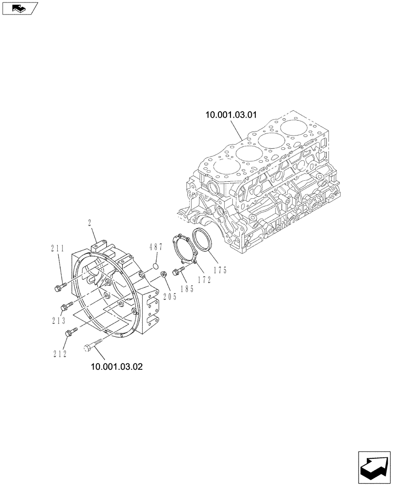 Схема запчастей Case CX130C - (10.102.BB[02]) - TIMING GEAR CASE AND FLYWHEEL HOUSING (10) - ENGINE