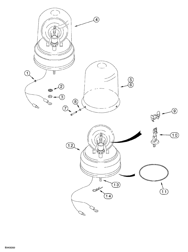 Схема запчастей Case 580SL - (4-042) - ROTATING BEACON, USED ON CAB OR CANOPY MODELS (04) - ELECTRICAL SYSTEMS