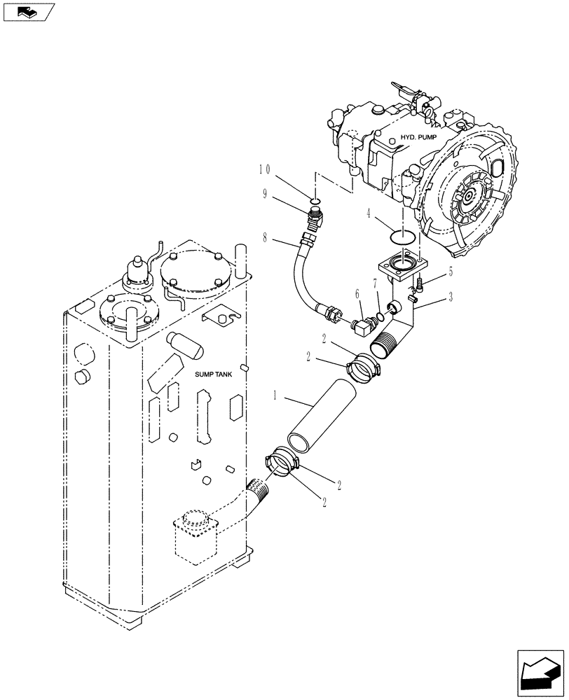 Схема запчастей Case CX145C SR - (35.105.AC) - SUCTION LINE (35) - HYDRAULIC SYSTEMS