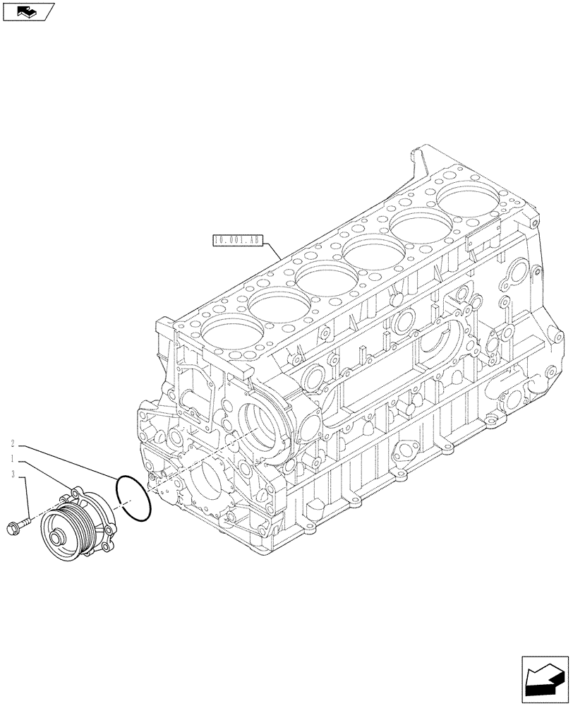 Схема запчастей Case F3BE0684J E919 - (10.400.BB) - WATER PUMP (10) - ENGINE