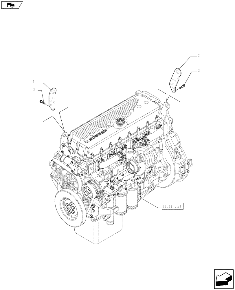 Схема запчастей Case F3BE0684J E919 - (10.001.AK[01]) - ENGINE - HOOK (10) - ENGINE