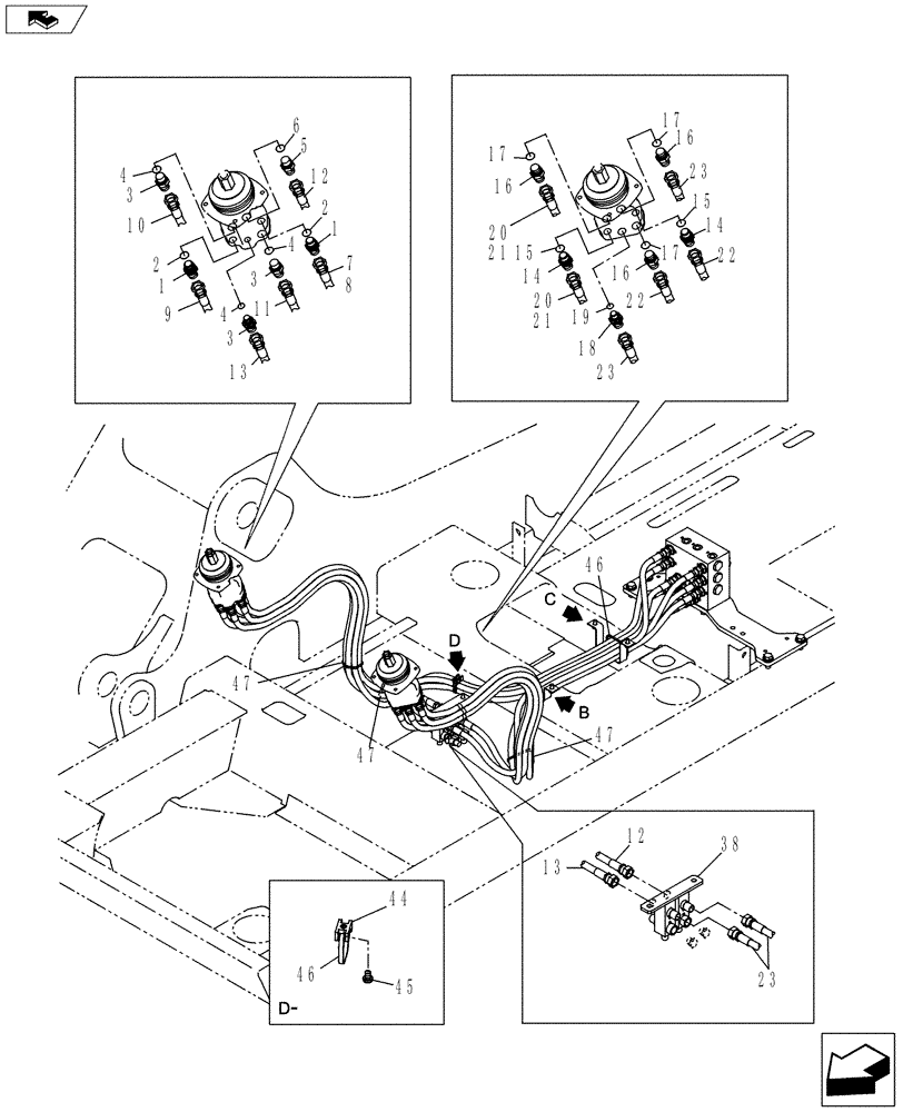 Схема запчастей Case CX130C - (35.357.AK[02]) - PILOT CONTROL LINE (35) - HYDRAULIC SYSTEMS