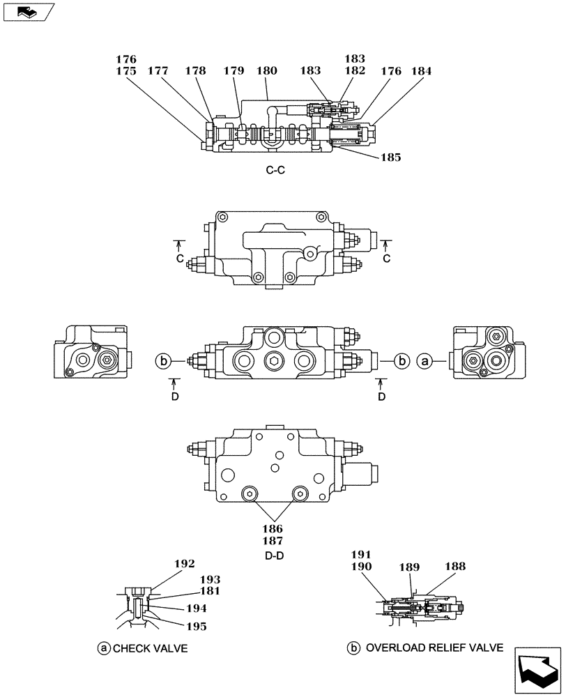 Схема запчастей Case CX130C - (35.359.AB[20]) - DIRECTIONAL CONTROL VALVE - COMPONENTS (35) - HYDRAULIC SYSTEMS