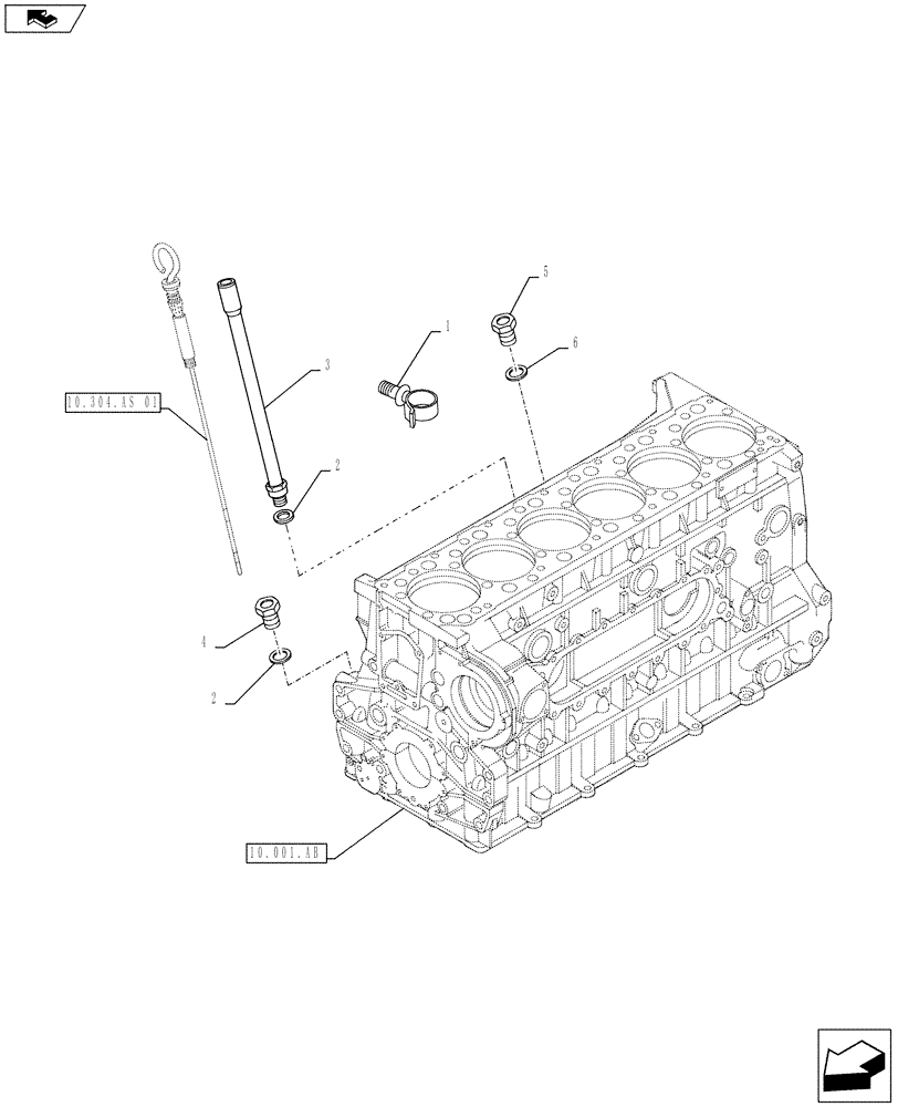 Схема запчастей Case F3BE0684J E919 - (10.304.AS[02]) - SUPPORT TUBE - ENGINE OIL DIPSTICK (10) - ENGINE