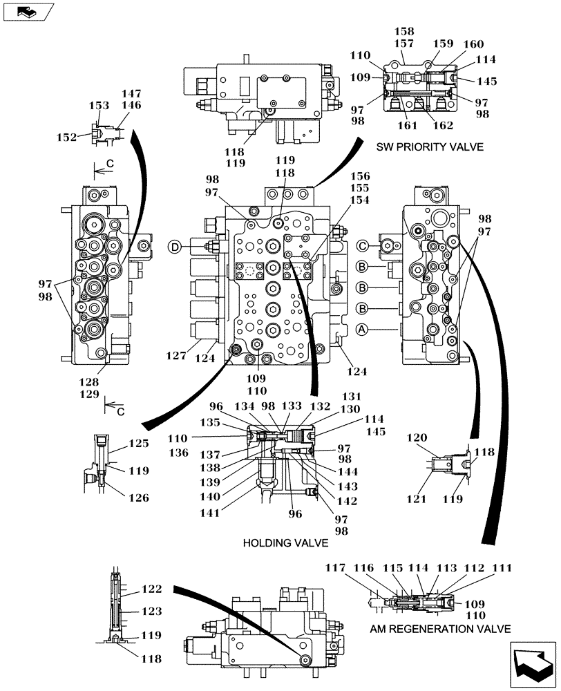 Схема запчастей Case CX130C - (35.359.AB[06]) - CONTROL VALVE - COMPONENTS (35) - HYDRAULIC SYSTEMS