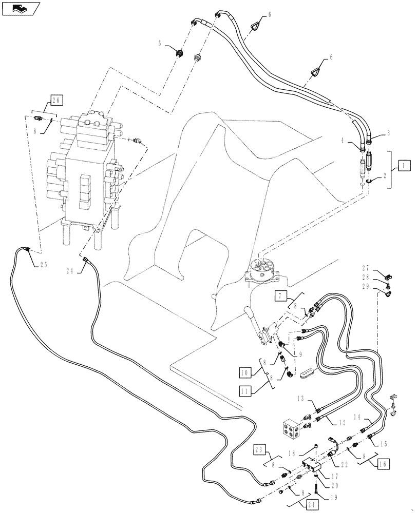 Схема запчастей Case CX145C SR - (35.741.AJ[05]) - BLADE LINE (OFFSET) (35) - HYDRAULIC SYSTEMS