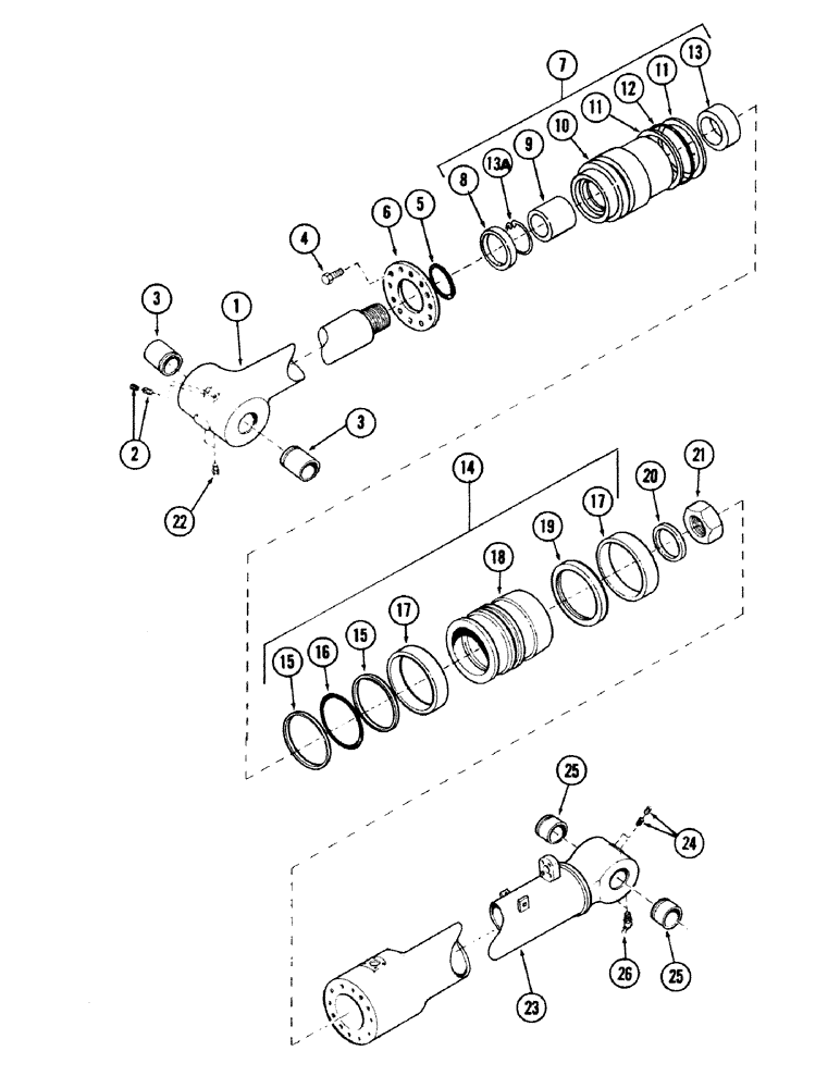 Схема запчастей Case 40 - (196) - HOIST CYLINDER, (6.50" ID X 54.50" STROKE) (35) - HYDRAULIC SYSTEMS