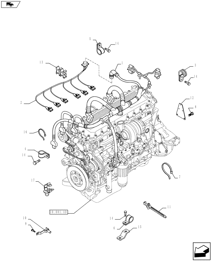 Схема запчастей Case F3BE0684J E919 - (55.010.AA) - ENGINE - CABLE (55) - ELECTRICAL SYSTEMS