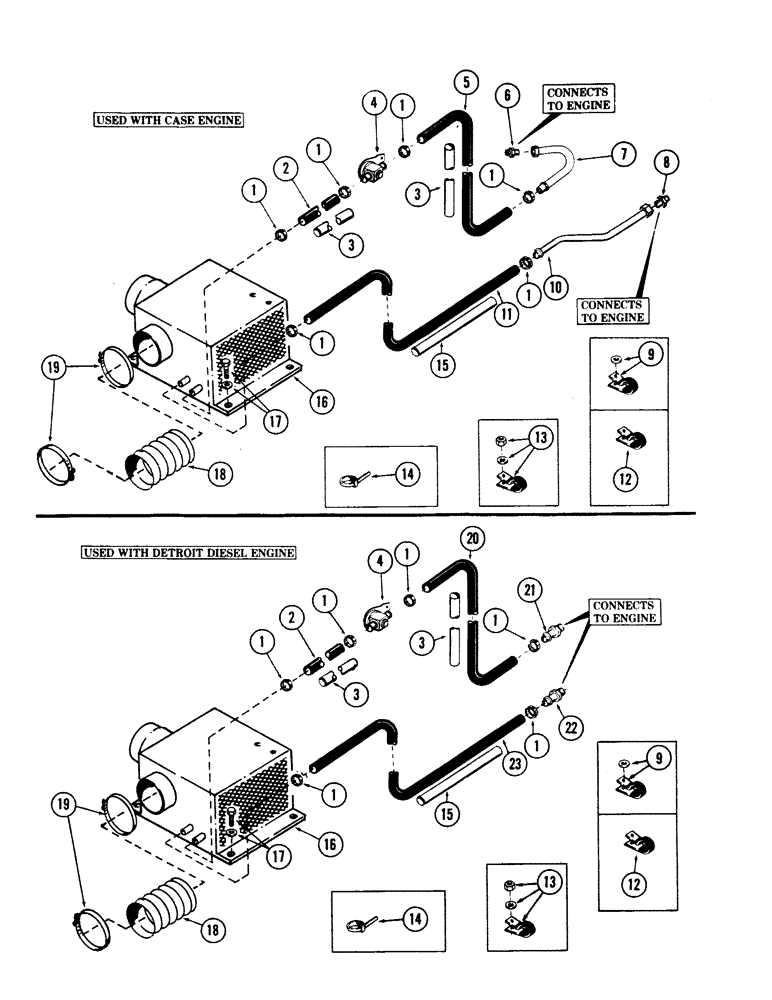 Схема запчастей Case 40 - (268) - HEATER AND HOSES (50) - CAB CLIMATE CONTROL