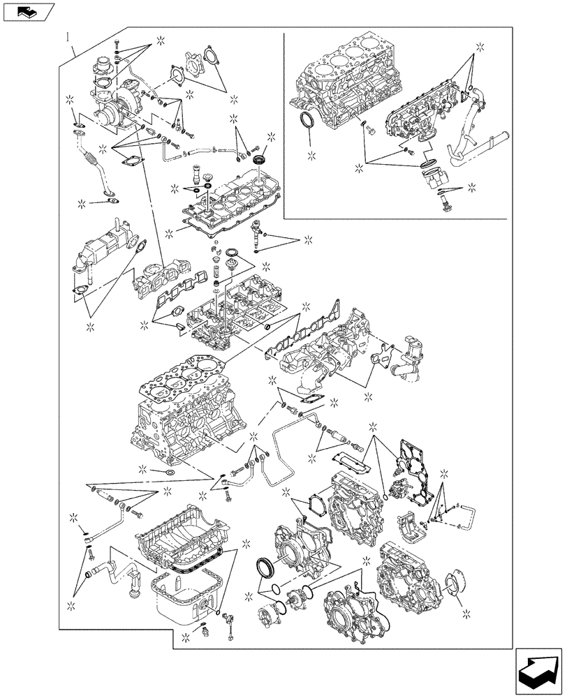 Схема запчастей Case CX130C - (10.001.AD[02]) - PACKAGE SEALS - ENGINE (10) - ENGINE