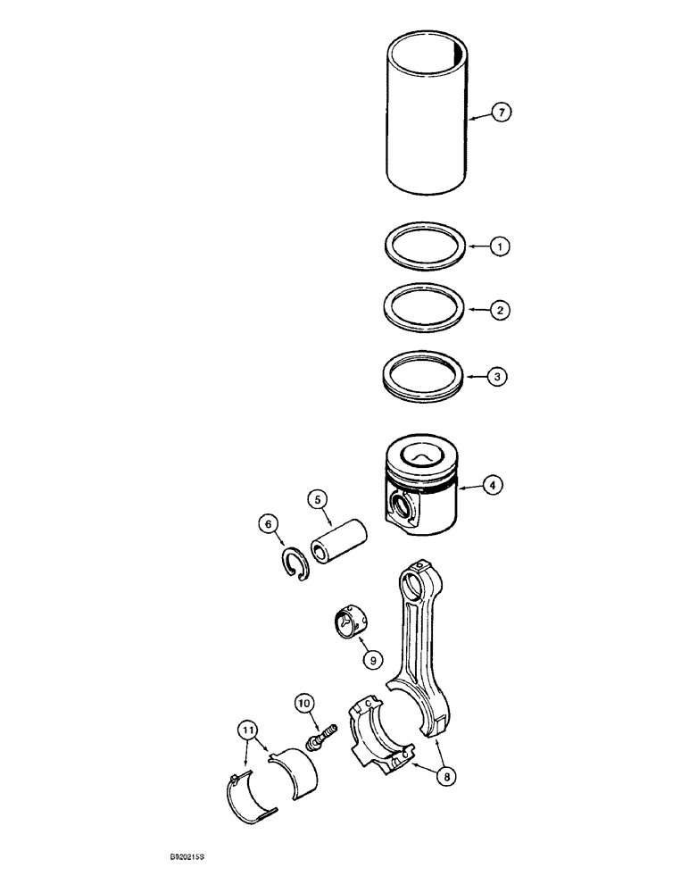 Схема запчастей Case 9030B - (2-76) - PISTONS AND CONNECTING RODS, 6T-590 ENGINE, PRIOR TO P.I.N. DAC03#2001 (02) - ENGINE