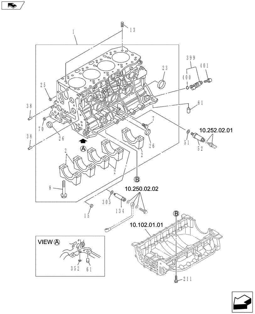 Схема запчастей Case CX160C - (10.001.AD[06]) - CYLINDER BLOCK (10) - ENGINE