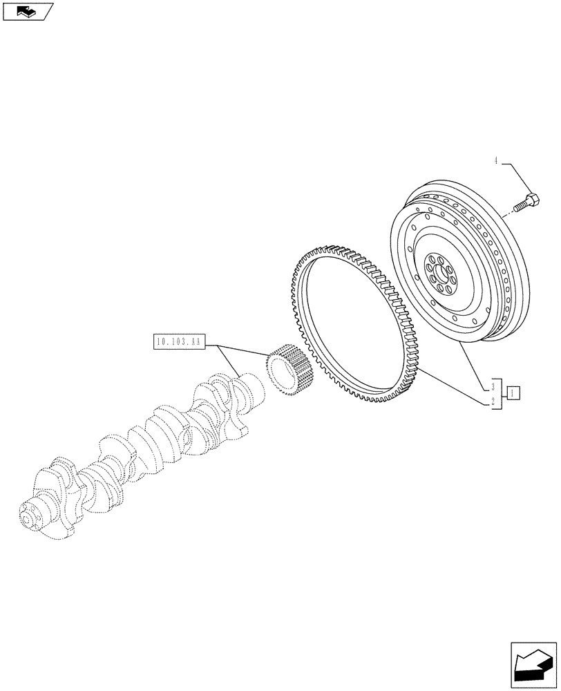 Схема запчастей Case F3BE0684J E919 - (10.103.AH) - ENGINE FLYWHEEL (10) - ENGINE