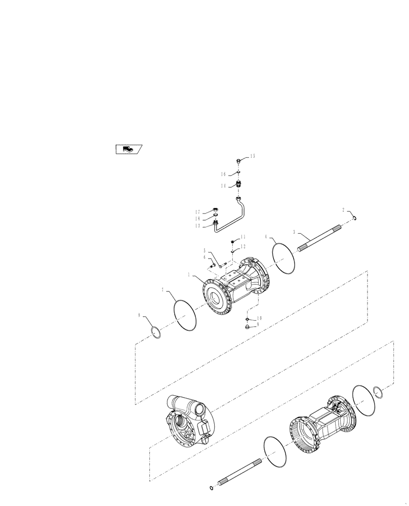 Схема запчастей Case 621F - (25.100.AD[01]) - FRONT AXLE, HOUSING (25) - FRONT AXLE SYSTEM