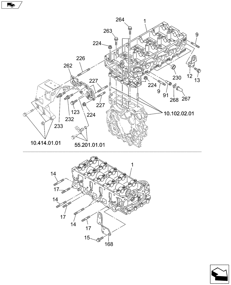 Схема запчастей Case CX145C SR - (10.101.AA[02]) - CYLINDER HEAD (10) - ENGINE