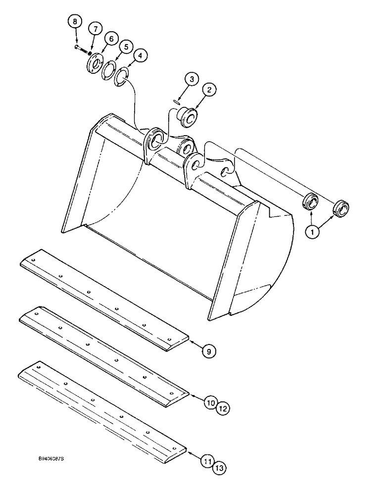 Схема запчастей Case 9020B - (9-102) - H & H BUCKETS, DITCH, DITCH BUCKET ASSEMBLY, OPTIONAL BOLT-ON CENTER CUTTING EDGES WITH HARDWARE (09) - CHASSIS