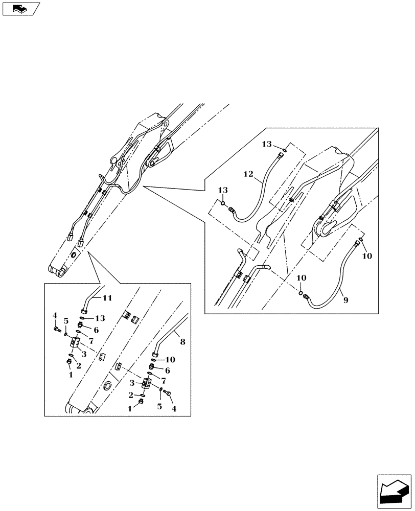 Схема запчастей Case CX145C SR - (35.737.AE[08]) - OPTION LINE - BAR BASE (LONG ARM) (35) - HYDRAULIC SYSTEMS