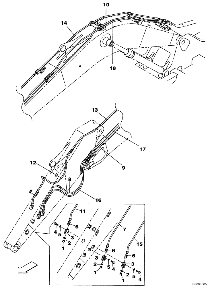 Схема запчастей Case CX210B - (08-41) - SECOND OPTION LINE, 2.4 M ARM (WITH 16MM TUBE) (08) - HYDRAULICS