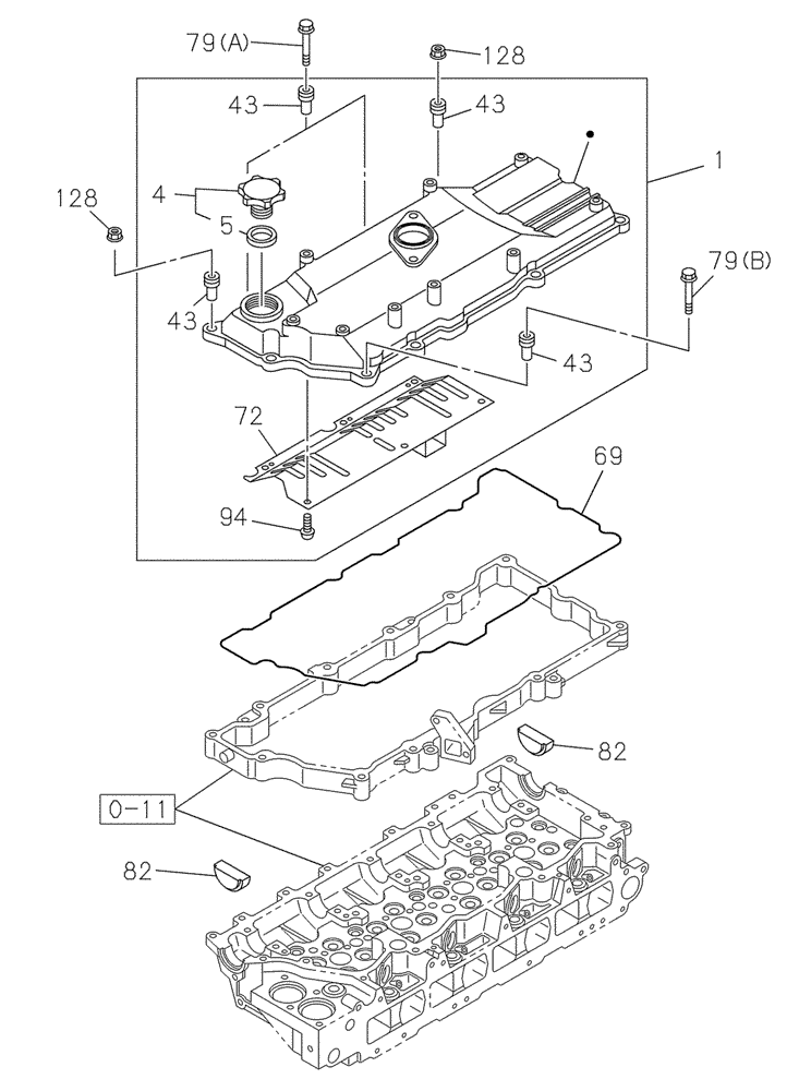 Схема запчастей Case CX250C - (02-006[00]) - COVER - CYLINDER HEAD (02) - ENGINE