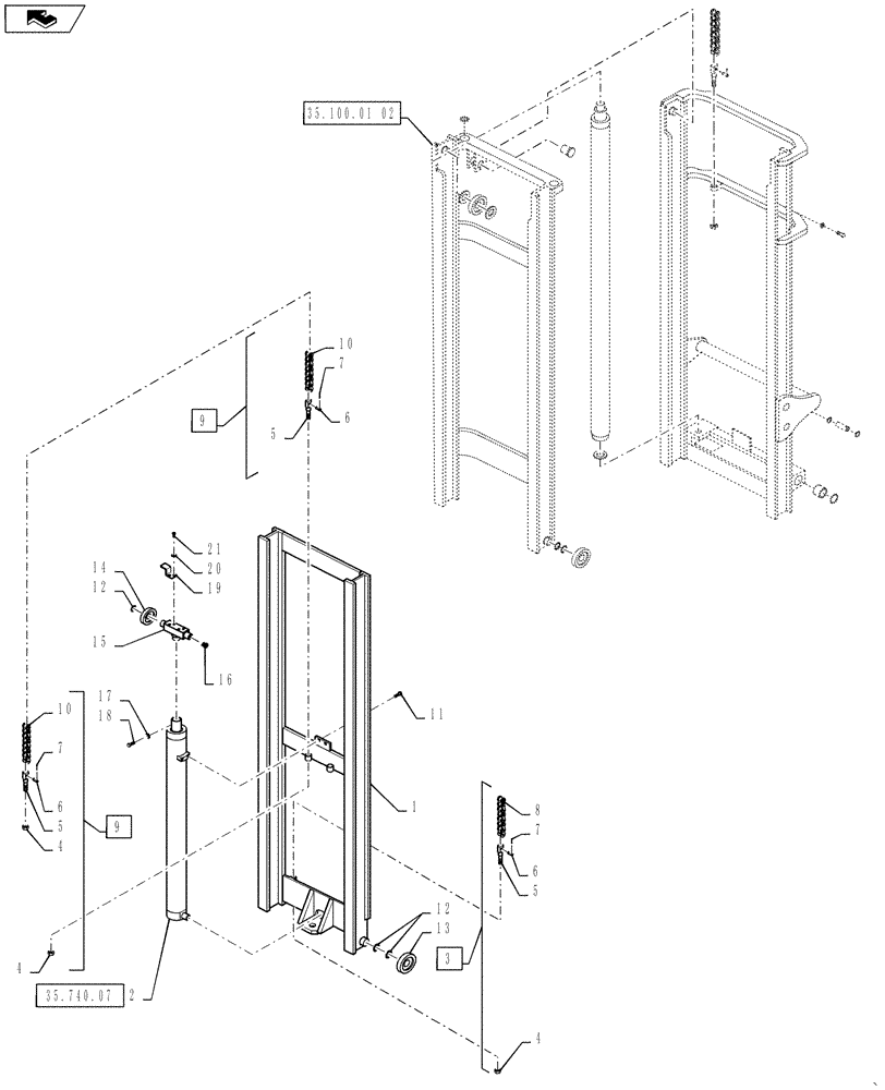 Схема запчастей Case 588H - (35.100.01[03]) - 6000 LB 6.6 M (22 FT) FREE LIFT (35) - HYDRAULIC SYSTEMS