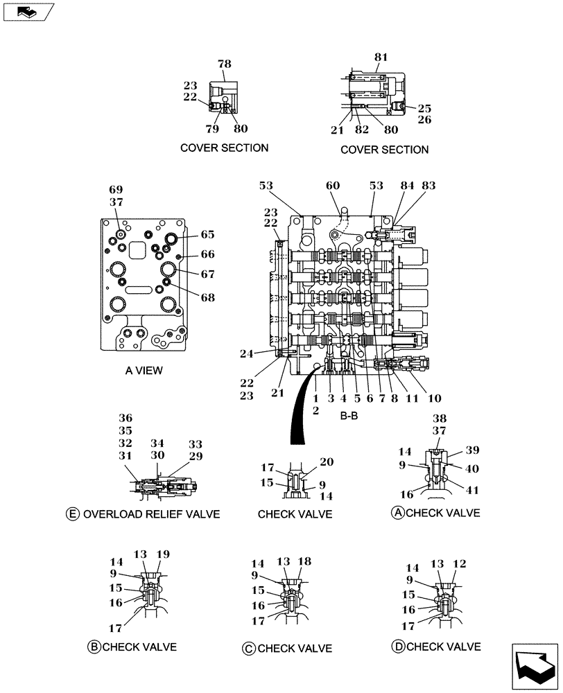 Схема запчастей Case CX130C - (35.359.AB[16]) - DIRECTIONAL CONTROL VALVE - COMPONENTS (35) - HYDRAULIC SYSTEMS