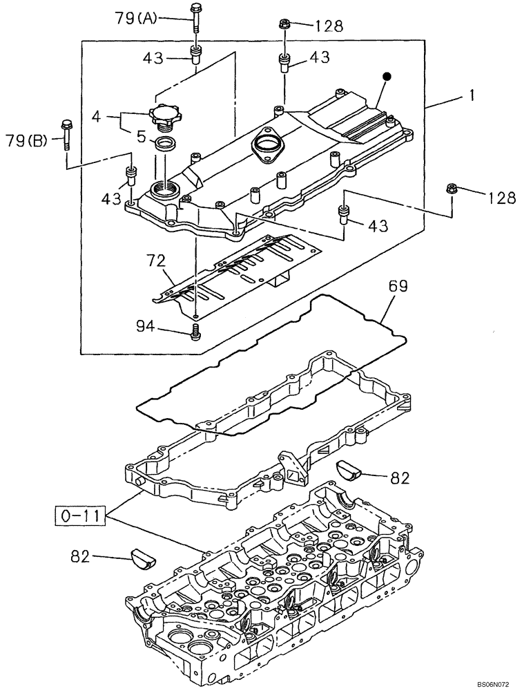 Схема запчастей Case CX240B - (02-08) - COVER - CYLINDER HEAD (02) - ENGINE