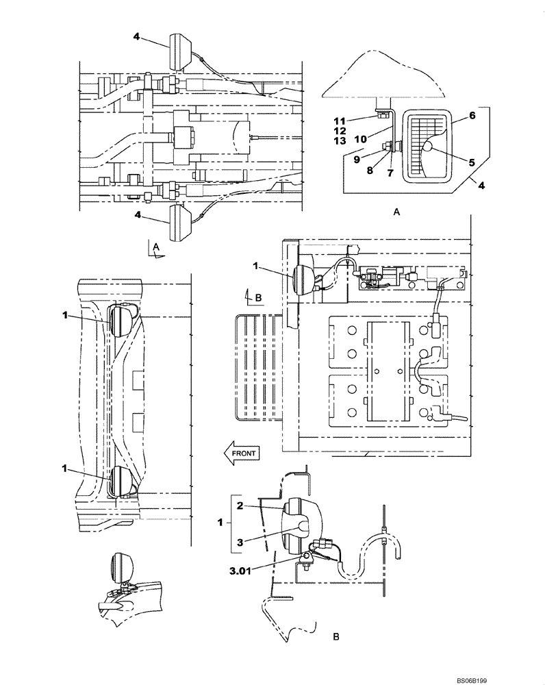Схема запчастей Case CX700 - (04-007-00[01]) - LAMP, WORK (04) - ELECTRICAL SYSTEMS