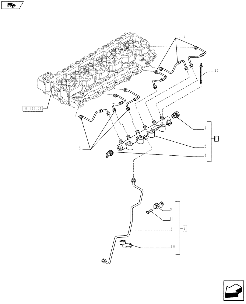 Схема запчастей Case F4HFE613F E002 - (10.218.03) - INJECTION EQUIPMENT - PIPING (504324976) (10) - ENGINE