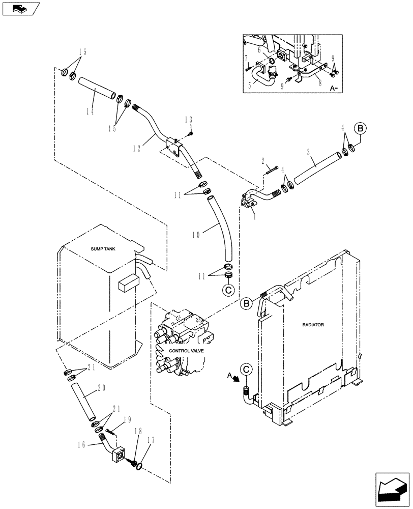 Схема запчастей Case CX160C - (35.300.BC) - RETURN AND OIL COOLER LINE (35) - HYDRAULIC SYSTEMS