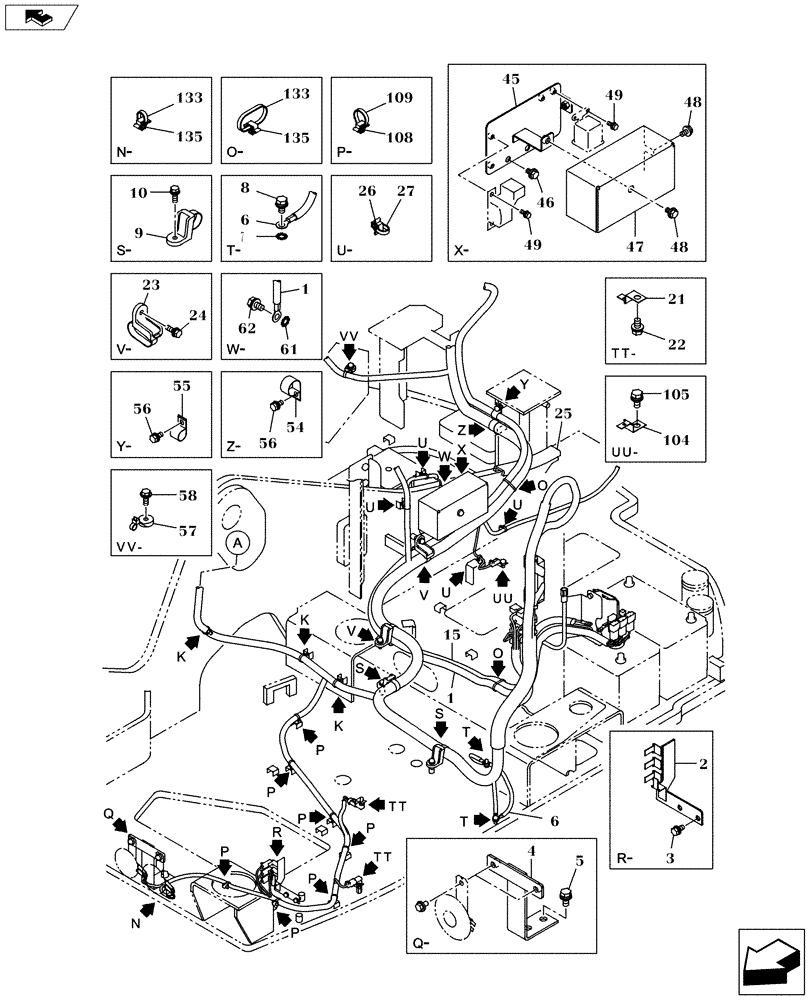 Схема запчастей Case CX145C SR - (55.510.AB[02]) - ELECTRIC PARTS AND WIRE HARNESS (55) - ELECTRICAL SYSTEMS