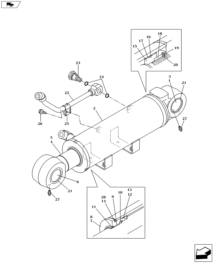 Схема запчастей Case CX130C - (35.741.AA[06]) - BLADE CYLINDER - LH (35) - HYDRAULIC SYSTEMS