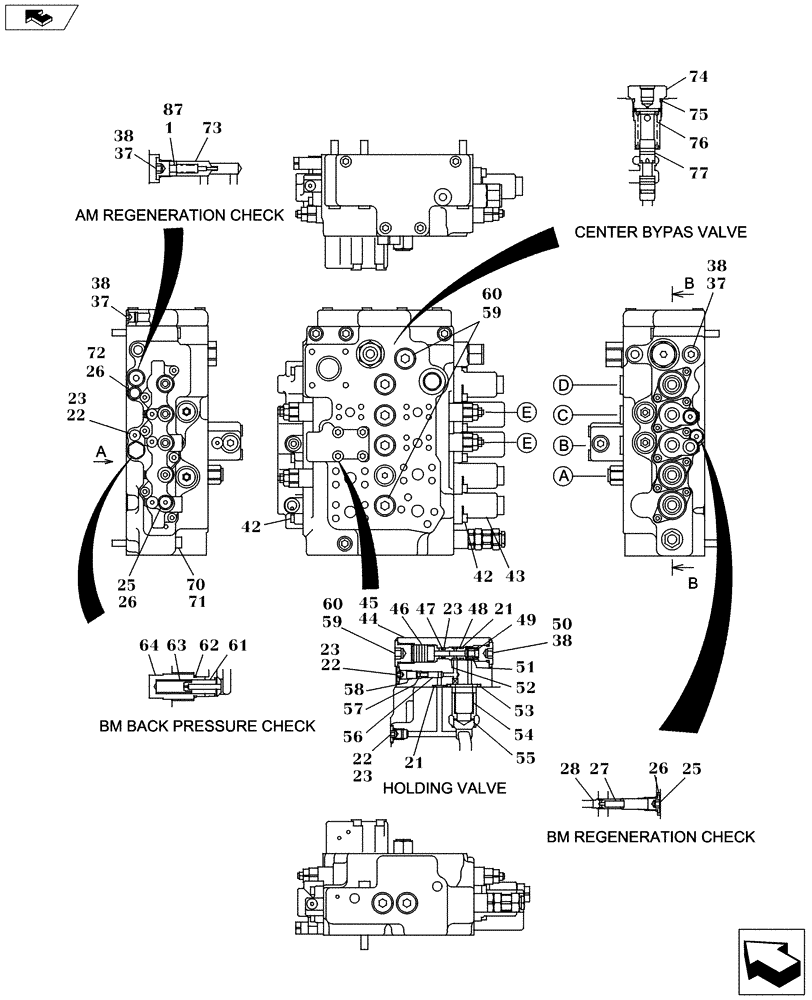 Схема запчастей Case CX130C - (35.359.AB[04]) - CONTROL VALVE - COMPONENTS (35) - HYDRAULIC SYSTEMS