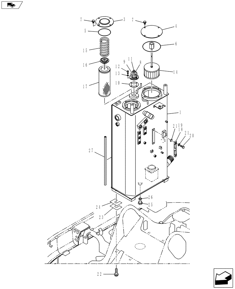 Схема запчастей Case CX145C SR - (35.300.AQ) - SUMP TANK (35) - HYDRAULIC SYSTEMS