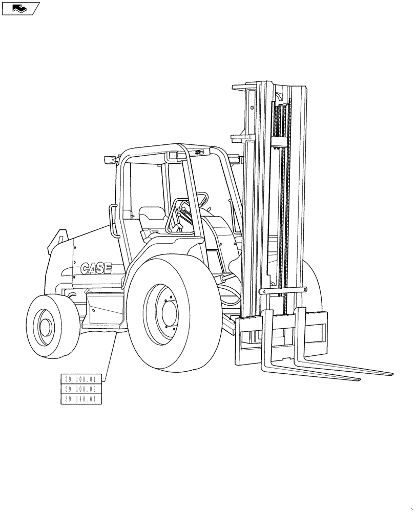 Схема запчастей Case 586H - (39.000.00) - PICTORIAL INDEX, FRAME (39) - FRAMES AND BALLASTING