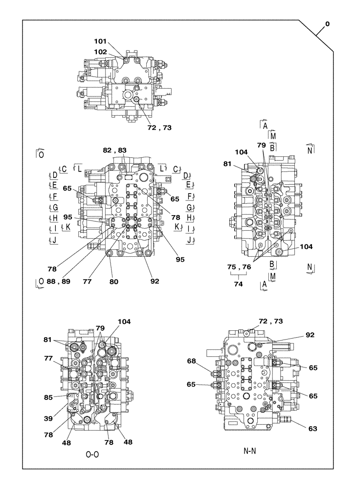 Схема запчастей Case CX250C - (08-053[01]) - VALVE ASSY - CONTROL (08) - HYDRAULICS