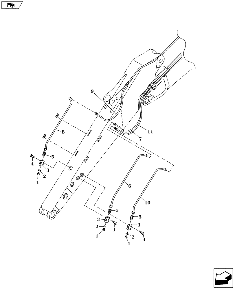 Схема запчастей Case CX145C SR - (35.737.AE[09]) - SECOND OPTION LINE (STD ARM) (35) - HYDRAULIC SYSTEMS