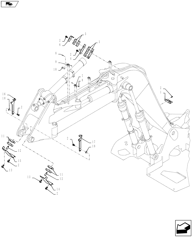 Схема запчастей Case CX145C SR - (84.910.AC[08]) - CLAMP - SB BOOM HBCV (OFFSET) (84) - BOOMS, DIPPERS & BUCKETS