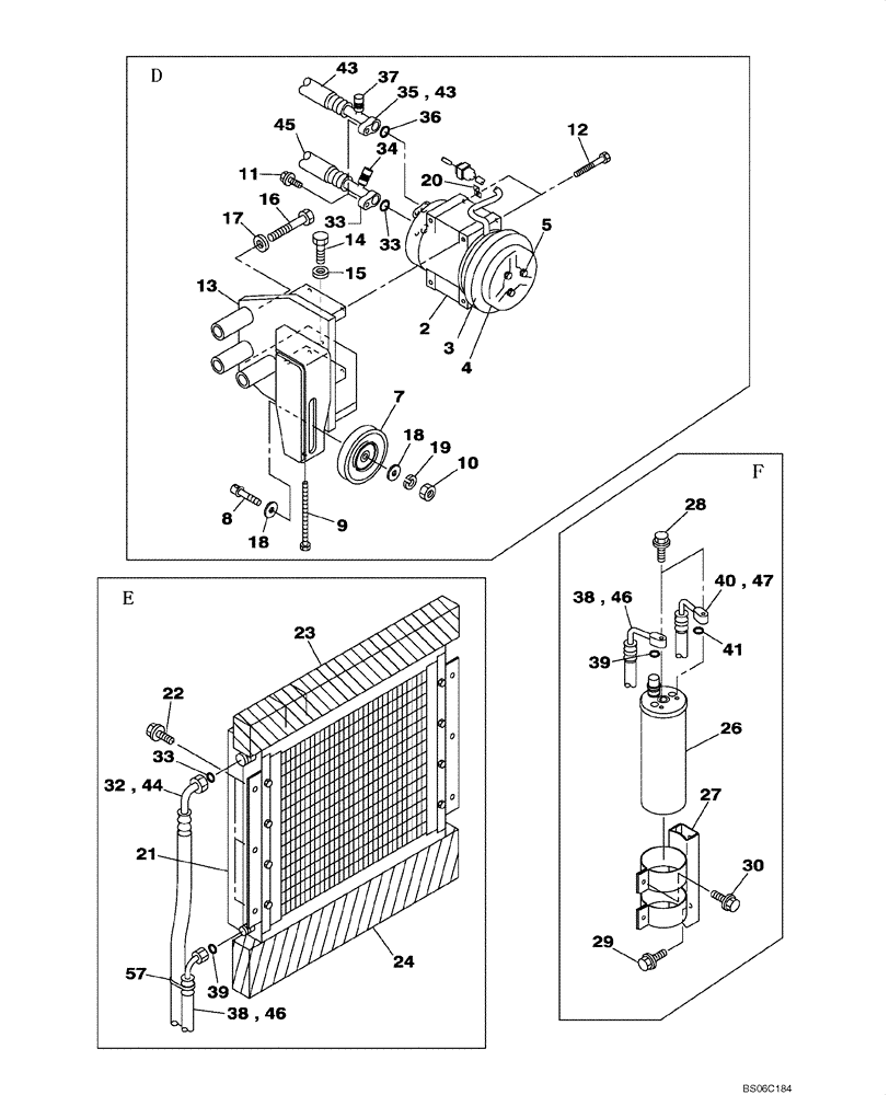 Схема запчастей Case CX800 - (09-033-00[01]) - CAB AIR CONDITIONING - CONDENSER - RECEIVER-DRYER - COMPRESSOR (09) - CHASSIS