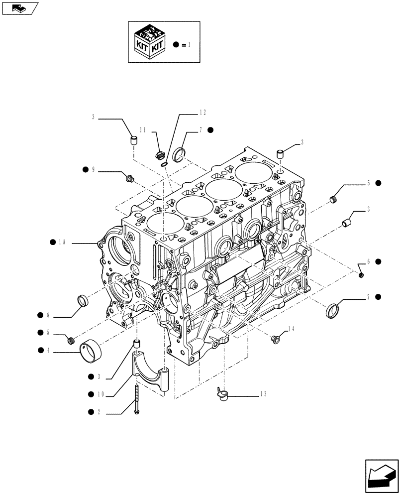 Схема запчастей Case F5HFL413B A001 - (10.001.02) - CYLINDER BLOCK & RELATED PARTS (504384812) (10) - ENGINE