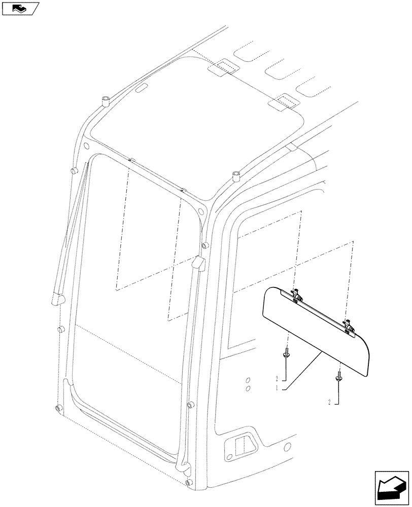 Схема запчастей Case CX145C SR - (88.100.02) - DIA KIT - SUNVISOR (88) - ACCESSORIES