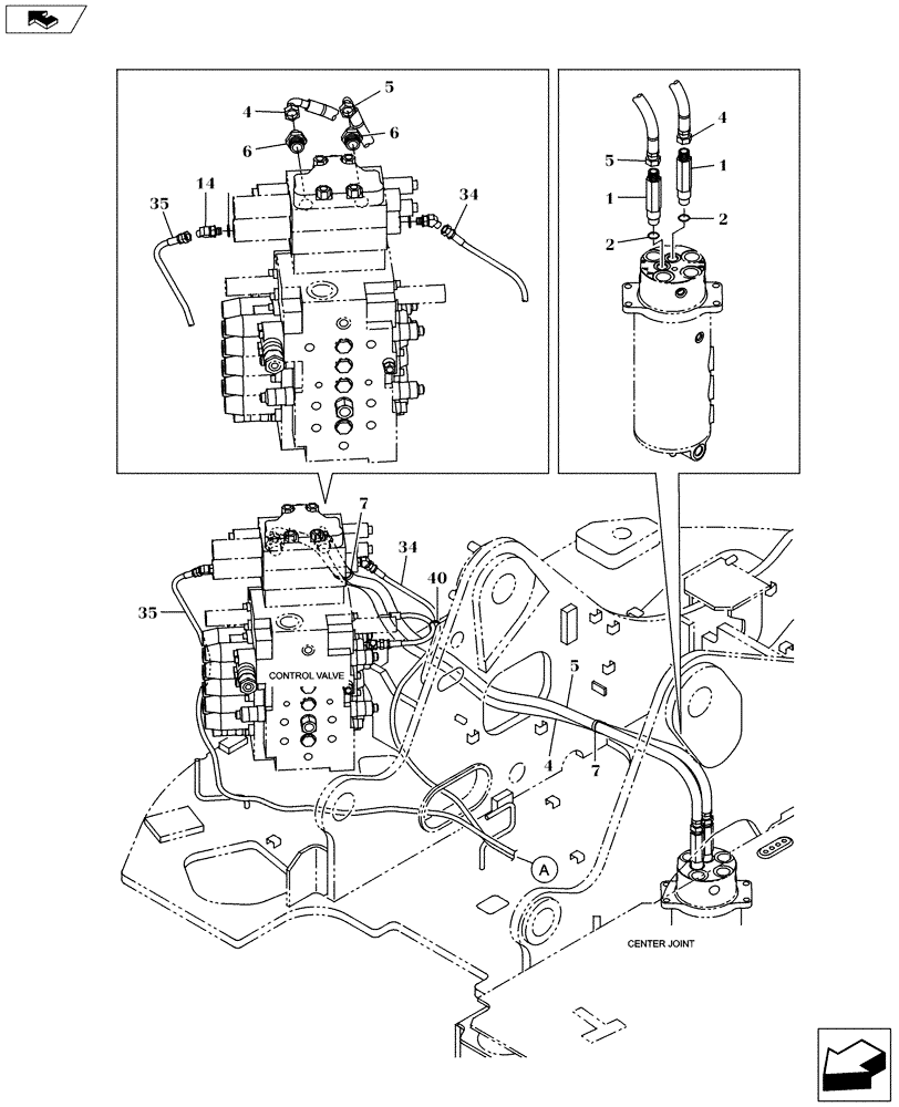 Схема запчастей Case CX145C SR - (35.741.AJ[01]) - BLADE LINE (35) - HYDRAULIC SYSTEMS